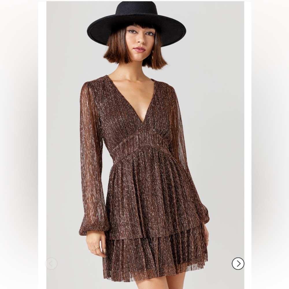 Francesca metallic v neck Josephine shimmer dress